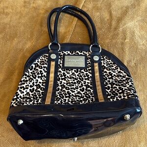 Betsey Johnson USED Leopard Print Handbag with Black Accents